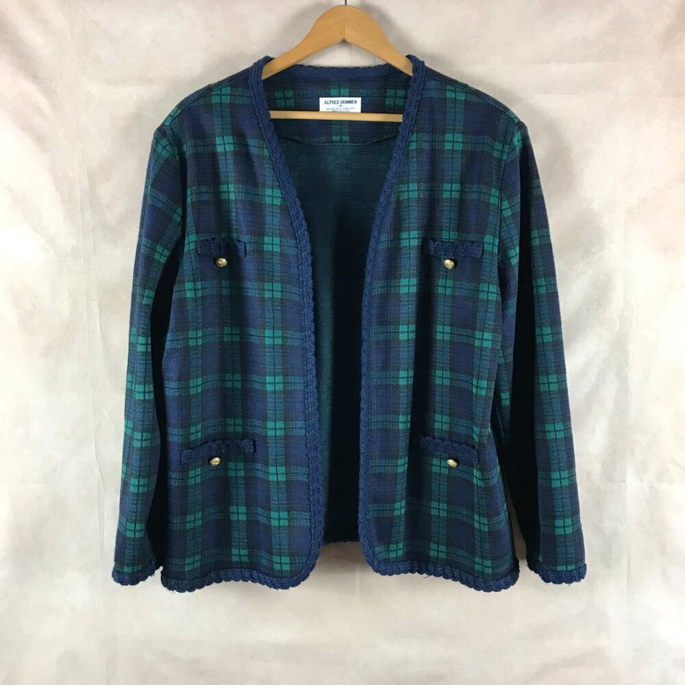 Vintage Alfred Dunner plaid knit blazer Jacket 14